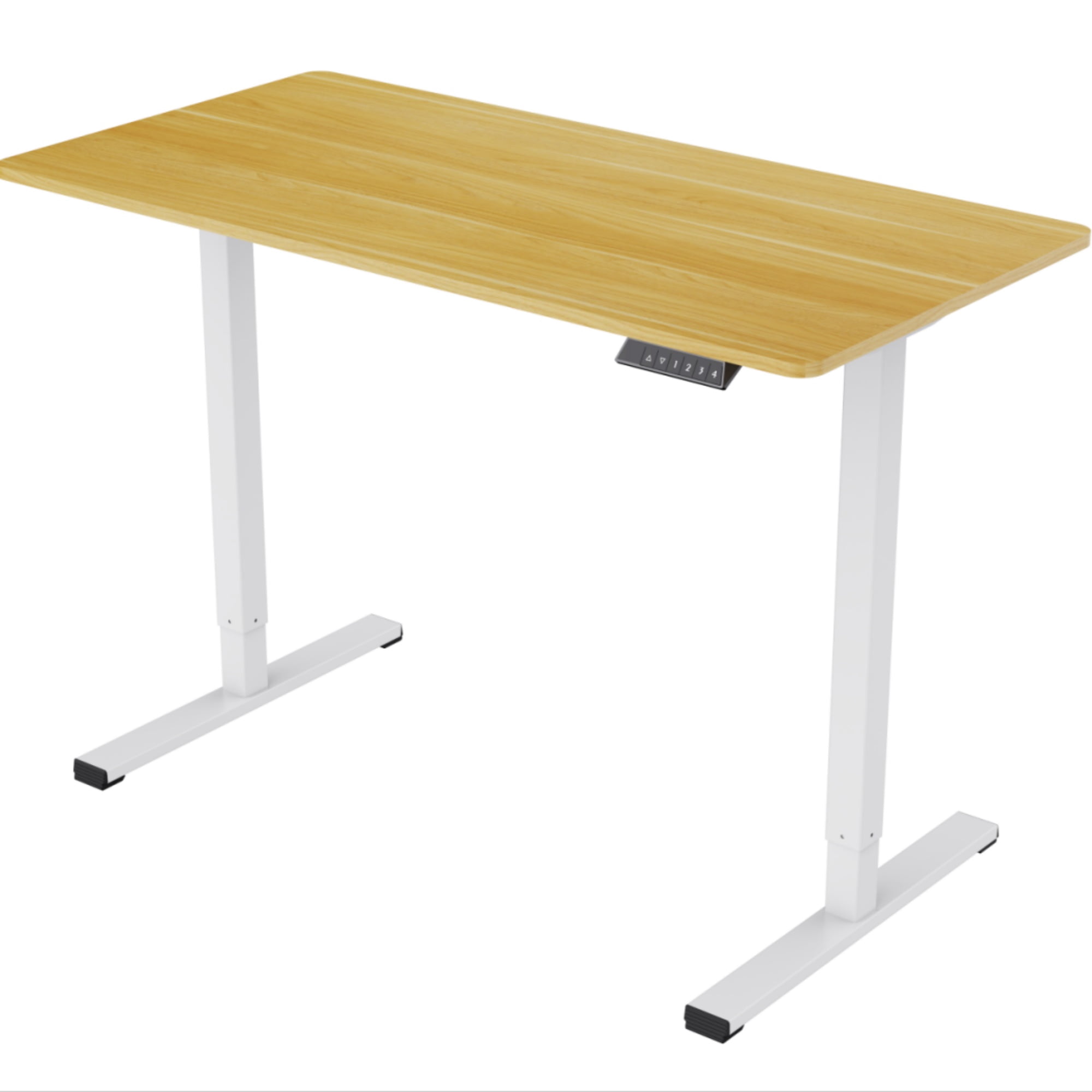 GARITIN 47-Inch Electric Standing Desk, Whole Piece Height Adjustable Sit Stand Desk with Motor Lift System, Home Office Computer Workstation for WFH, White Frame with Maple Top