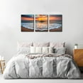 thumbnail image 3 of 3 Pieces Wall Art Decor Beach Canvas Print Picture Sunrise Ocean Waves Scenery Painting Artwork for Office Wall Decor Home Decoration Stretched and Framed Ready to Hang - 12" x 16" x 3, 3 of 6