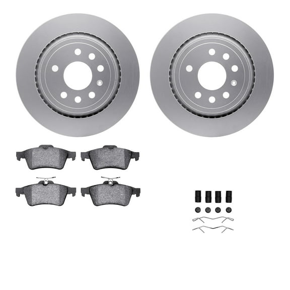 Dynamic Friction Company Rear Geospec Brake Rotors with 5000 Euro Ceramic Brake Pads includes Hardware 4612-65010