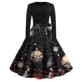 thumbnail image 4 of Christmas Dresses for Women Women's Fashion Vintage Long Sleeve Round Neck Christmas Printed Evening Party Dresses for Formal Event,Black,L, 4 of 4