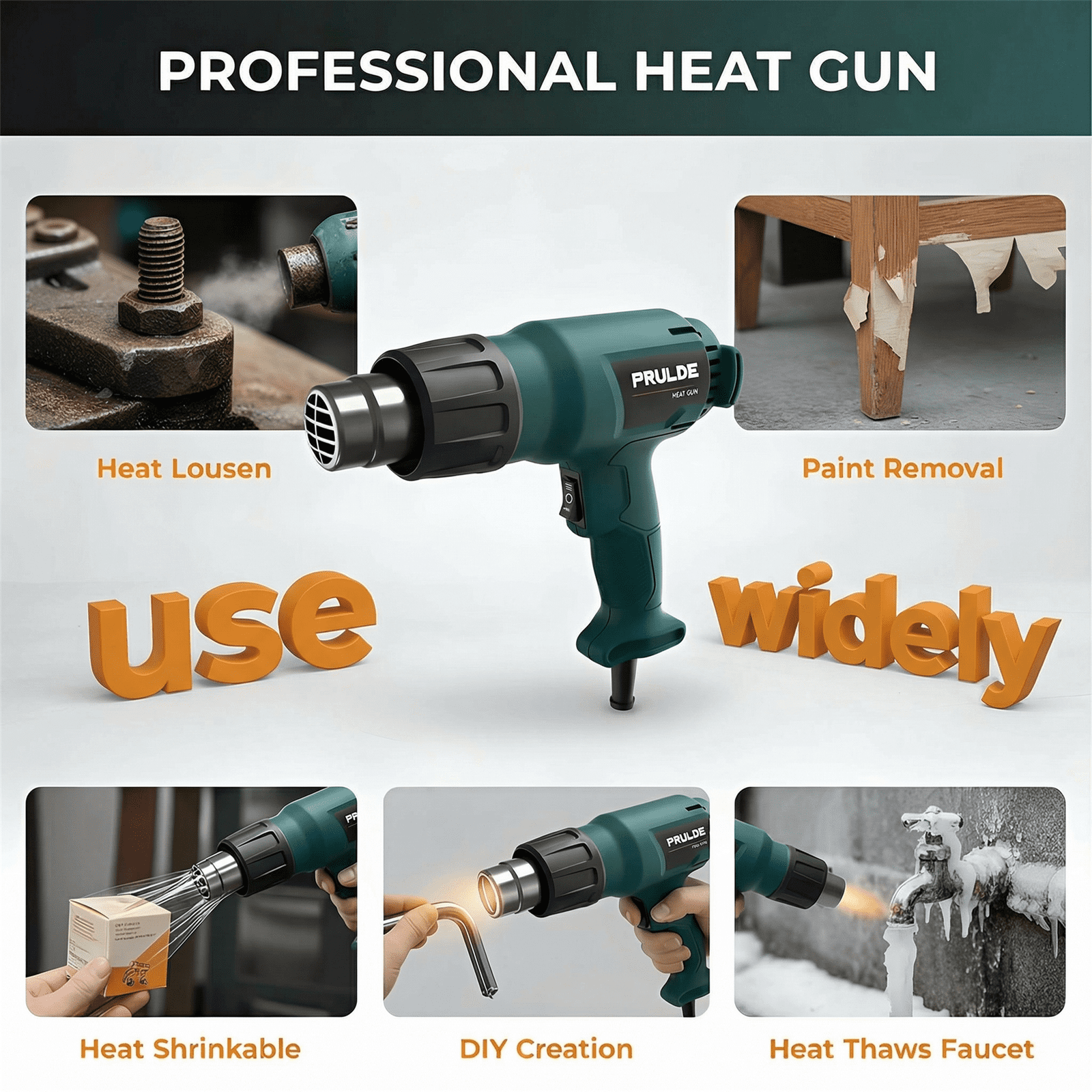 1800W Heat Gun, Fast Heating Hot Air Gun with 750℉&1100℉,Dual-Temperature Control for 2 Speed Settings with 4 Nozzels for Crafts, Vinyl Wrap, Shrink Tubing, Shrinking PVC, Stripping Paint