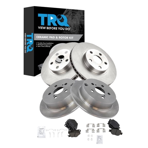TRQ Front and Rear Brake Pad and Rotor Set Ceramic Fits 2000-2005 Toyota Celica