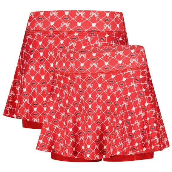 Girls Youth ZooZatz Scarlet Ohio State Buckeyes All-Over Print Bow Team Logo Skort