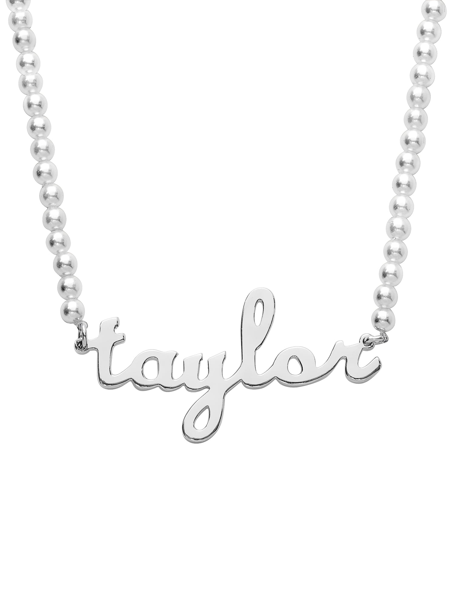 Personalized Planet Lowercase Script Name Shell Pearl Necklace ,Women's