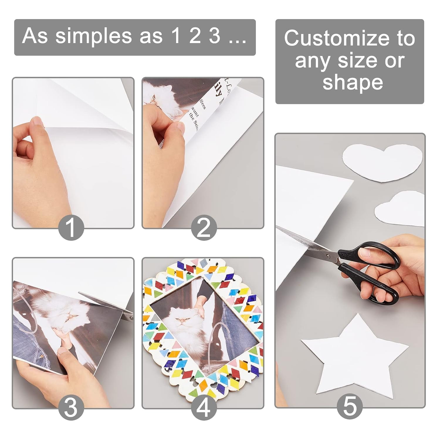 10 Sheet 12x12inch Double Sided Adhesive Foam Sheets 1mm Thick White Craft Adhesive Tape Sheet for Scrapbooking Crafting