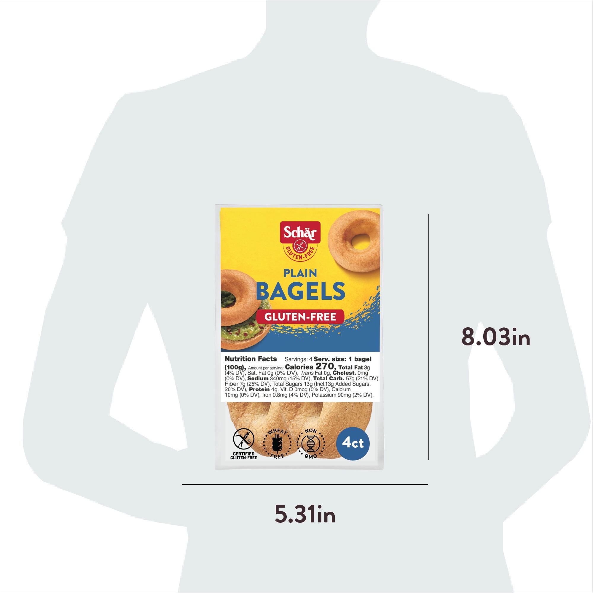 Schar Gluten Free Classic and Chewy Pre-Sliced Plain Bagels, 14.1 oz
