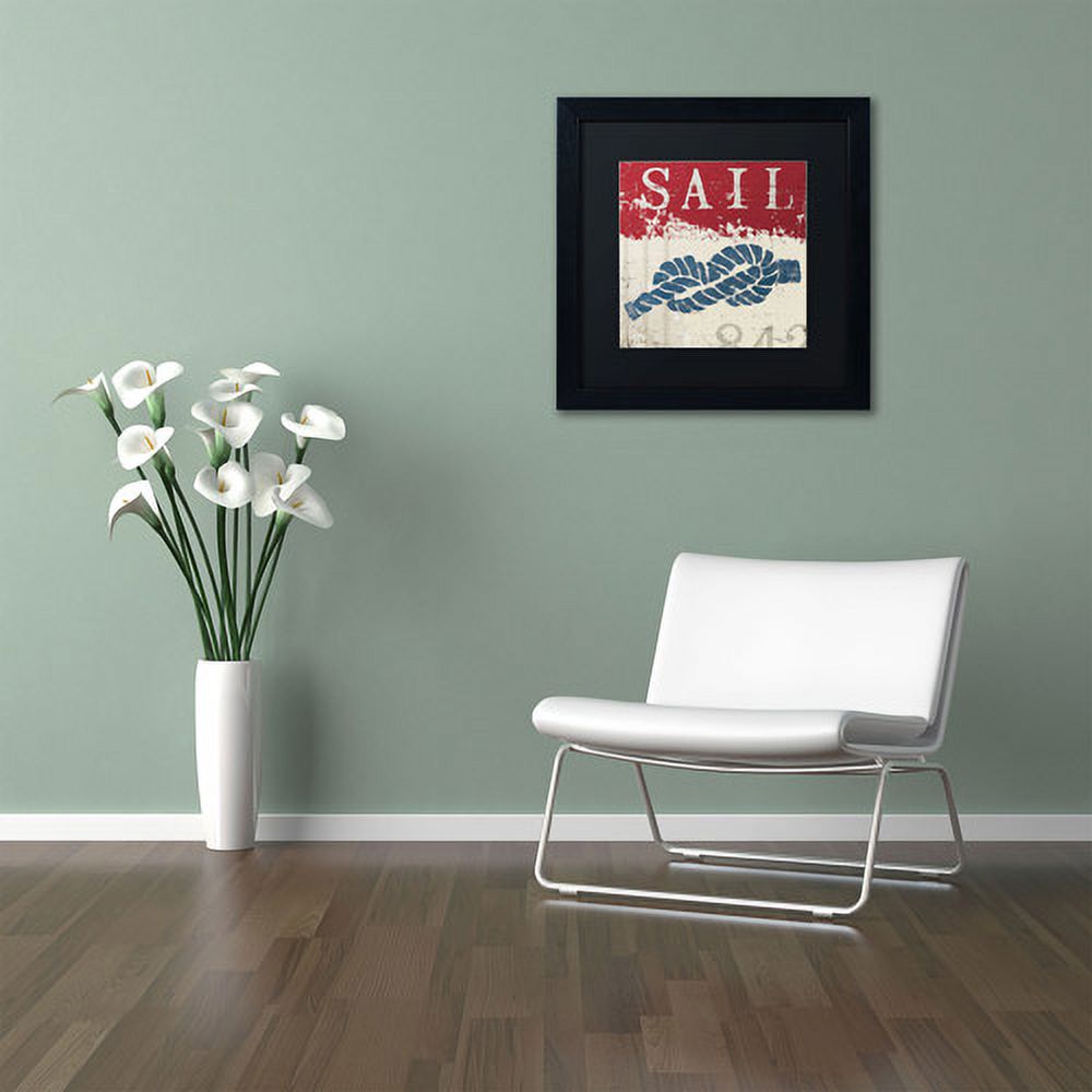 Trademark Fine Art "Nautical III Red" Canvas Art by Wellington Studio, Black Matte, Black Frame