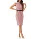 thumbnail image 2 of Vestido de trabajo INSPIRE CHIC para mujer, con mangas cortas, cinturón, diseño vintage de pata de gallo, vestido lápiz ajustado, talla M, color rosa polvo, 2 of 6
