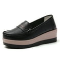 thumbnail image 4 of Black Female Platform Shoes With Wedge Heel Breathable Round Toe Comfortable For Daily Use, 4 of 9