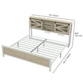 thumbnail image 6 of Dextrus Farmhouse King Bed Frame with Storage Headboard, Rustic Oak Wood Platform Bed with Storage Shelf, Barn Door, Power Outlet, No Box Spring Required, 6 of 6