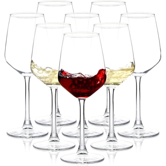Wine Glasses Set of 8, 12oz Clear Red/White, Long Stem Wine Glasses for Party, Wedding and Home