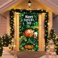 thumbnail image 4 of St Patrick's Day Door Cover Decorations Happy St. Patrick's Day Door Banner Saint Patricks Gnome Green Shamrock Banner Porch Sign Front Door Banner for St. Patricks Day Party Home Supplies, 4 of 6