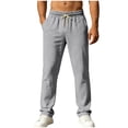 thumbnail image 3 of Xcmzpl Mens Cotton Linen Pants Big and Tall Casual Elastic Waist Drawstring Lightweight Summer Beach Trousers with Pockets, 3 of 10