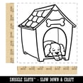 thumbnail image 2 of Dog Resting in Dog House Square Rubber Stamp Stamping Scrapbooking Crafting - Medium 1.75in, 2 of 7