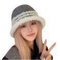 thumbnail image 2 of AOOCHASLIY Winter Hat Women's Style Winter Knitted Plush Hat Warm and Versatile Bucket Hat, 2 of 5
