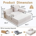 thumbnail image 3 of Akaber 60'' Sofa Bed, Oversized Sleeper Couch with Dual-Height Armrests, Lounge Chair for Bedroom, Includes 2 Pillows, 3 of 10