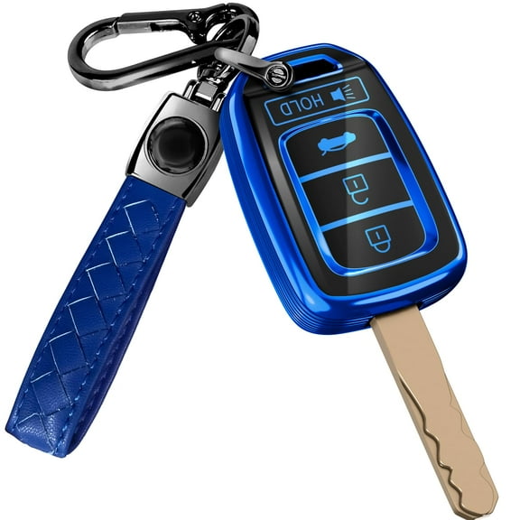 for Honda Civic Key Fob Cover and Leather Keychain - TPU Key Case for Honda Accord, CR-V SE, CRV LX, HR-V - 2014-2022 Keyfob Cover