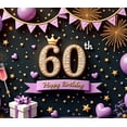 thumbnail image 4 of Yatrandify Colorful Theme 60th Birthday Banner Decorative Design Party Backdrop Balloon Decoration Celebration Banner for Birthday Party Anniversary Celebration Indoor Decoration, 4 of 8