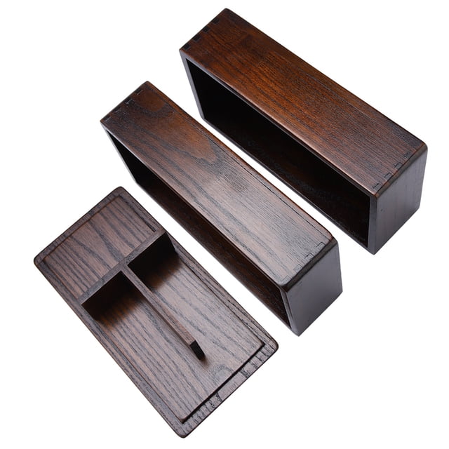 Wooden Lunch Box, Double Layer Bento Box with Divider Rectangle Food Snacks Fruit Container Travel To Go Food Containers for Picnicking Office Hiking Camping