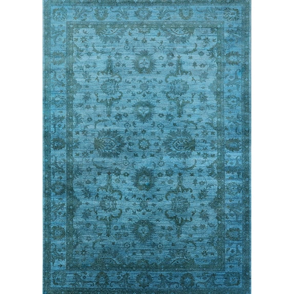 Ahgly Company Indoor Rectangle Mid-Century Modern Blue Oriental Area Rugs, 3' x 5'
