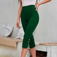 thumbnail image 4 of Wlynlyn Capri Leggings for Women Elastic High Waisted Soft Yoga Bottoms Casual Summer Dressy Pull on Stretch Slit Buttons Crop Work Leggings, 4 of 9