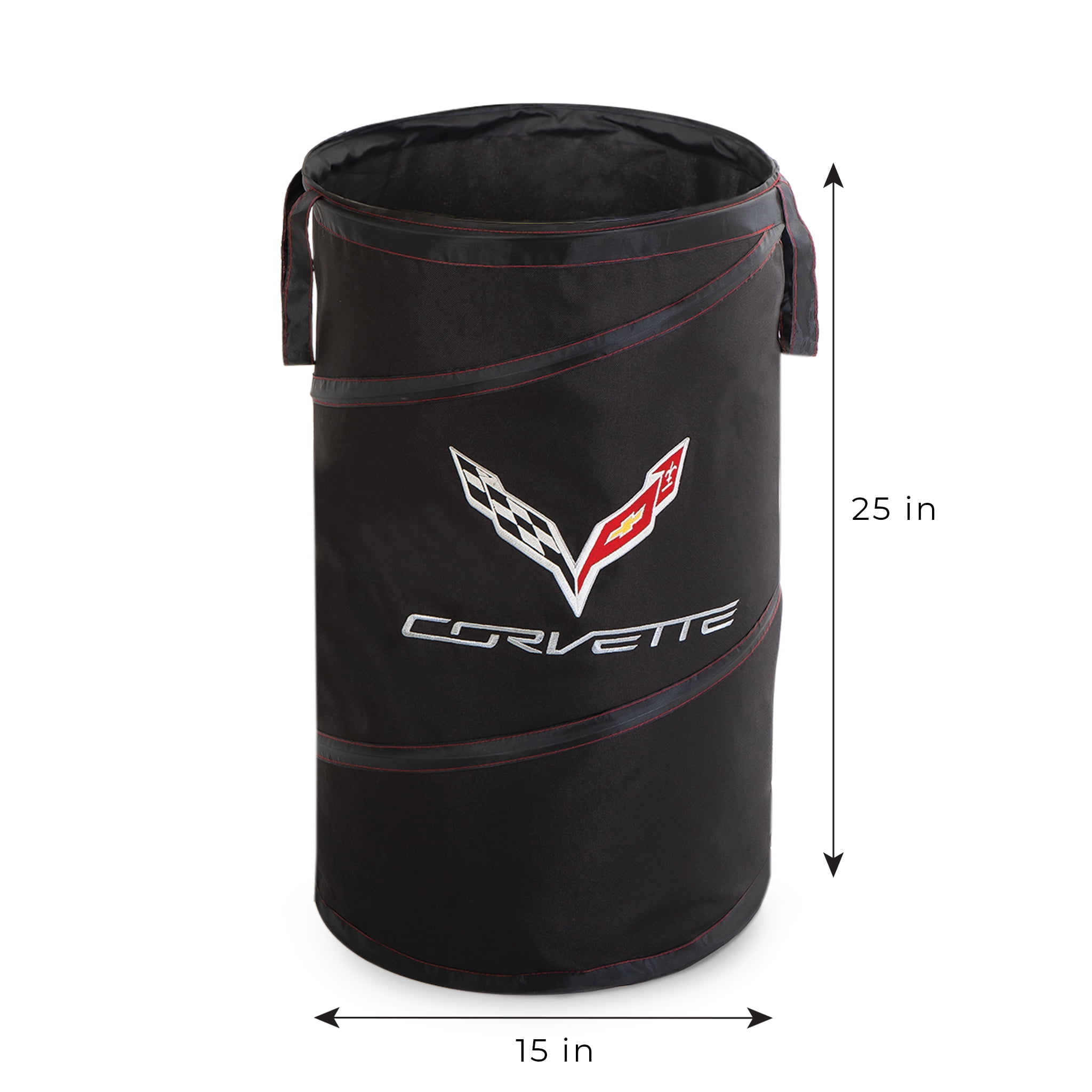 Corvette Pop-up Spiral Laundry Hamper Bag - Holds 2 Loads - 15 x 25 inch - Black - Corvette