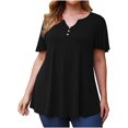 thumbnail image 6 of PATLOLLAV Womens Tops,Plus Size Women Clothing Solid T-Shirts Button Short Sleeve V-Neck Tops, 6 of 6