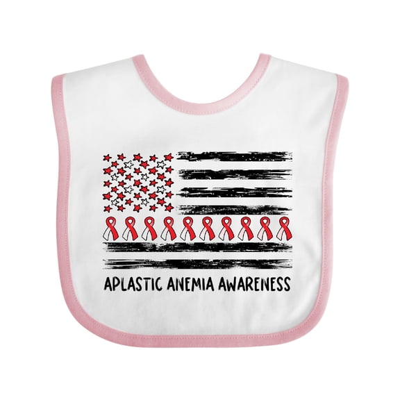 Inktastic Aplastic Anemia Awareness Red and White Ribbons and Flag Boys or Girls Baby Bib
