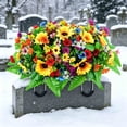 thumbnail image 5 of Artificial Satin Saddle Flower, 24-inch Silk Floral Arrangement for Memorial Day Cemetery Tombstone Decoration, 5 of 6