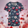 thumbnail image 2 of Valentine's Day Savings Clearance 2024! TAGOLD Women Scrub Tops, Print Scrub Tops, Women Valentine Day Short Sleeve V-neck Tops Printed Pockets Blouse Nursing, 2 of 5