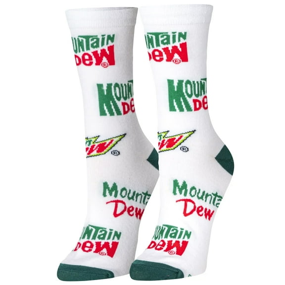 Crazy Socks, Funny Mountain Dew Graphic Print, Crew Length Socks