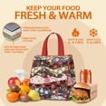 thumbnail image 5 of Pioneer Flower Floral Print Pattern Insulated Lunch Bag for Women & Adults,Large Portable Soft Cooler Lunch Bag,Thermal Food Storage Tote with Pearl Cotton,8.66L,8.75x5.75x9.5 Inch, 5 of 6