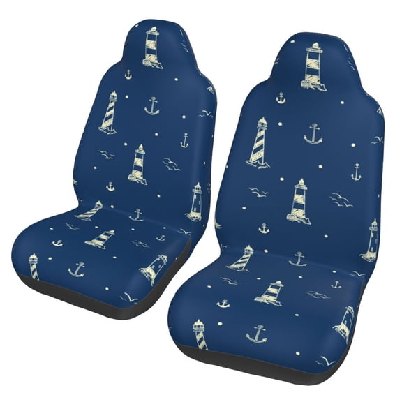 Vsdgher Lighthouses and Anchors Automotive Seat Covers for Cars Trucks and SUVs – Car Seat Covers for Truck Seat Protectors Set of 2
