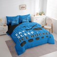 thumbnail image 3 of Feelyou Boys Sport Bedding Comforter Set 7-Piece for Kids Teens, Ice Hockey Full Bedding Set, Eat Sleep Ice Hockey Fitted Sheet Flat Sheet, Blue Black Room Decor, 3 of 8