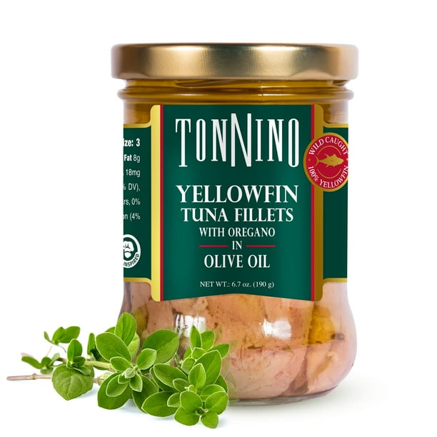 Tonnino Tuna Fillets Low Calorie and Gluten Free Yellowfin Jarred