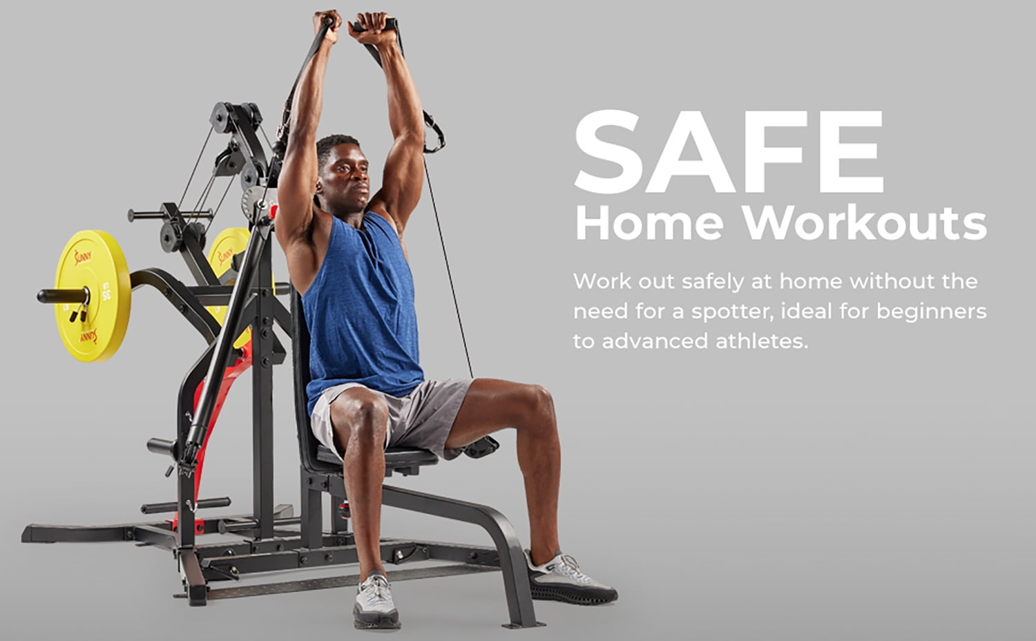 Sunny Health & Fitness Multifunctional Strength Training Cable Home Gym – Complete Pully Workout System with Training Attachments - SF-HG92401