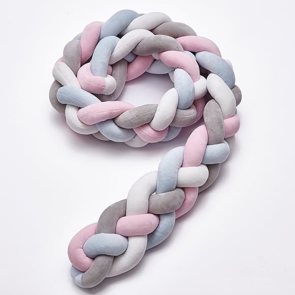 Almohada de nudo largo con cuatro hebras tejidas danesas para decoración de barandilla de cama infantil