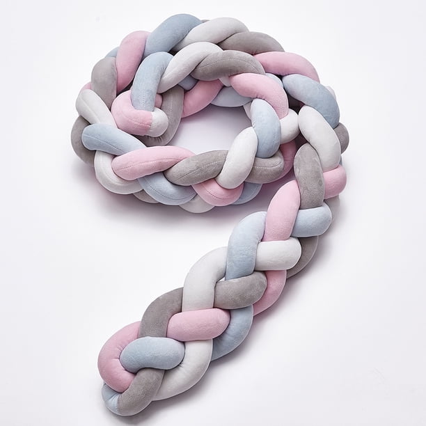 Almohada de nudo largo con cuatro hebras tejidas danesas para decoración de barandilla de cama infantil