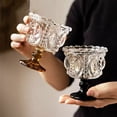 thumbnail image 2 of Embossed Crystal Glass Footed Cups, Large Capacity Luxury Goblets for Yogurt, Ice Cream, Dessert, Water, Home Use, 2 of 7