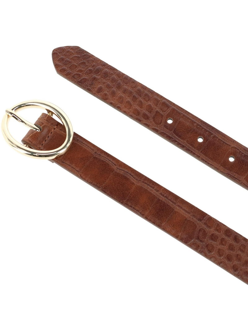 9239 Women\'s Croc Print Center Bar Buckle Belt, Large CTM Women main image 2