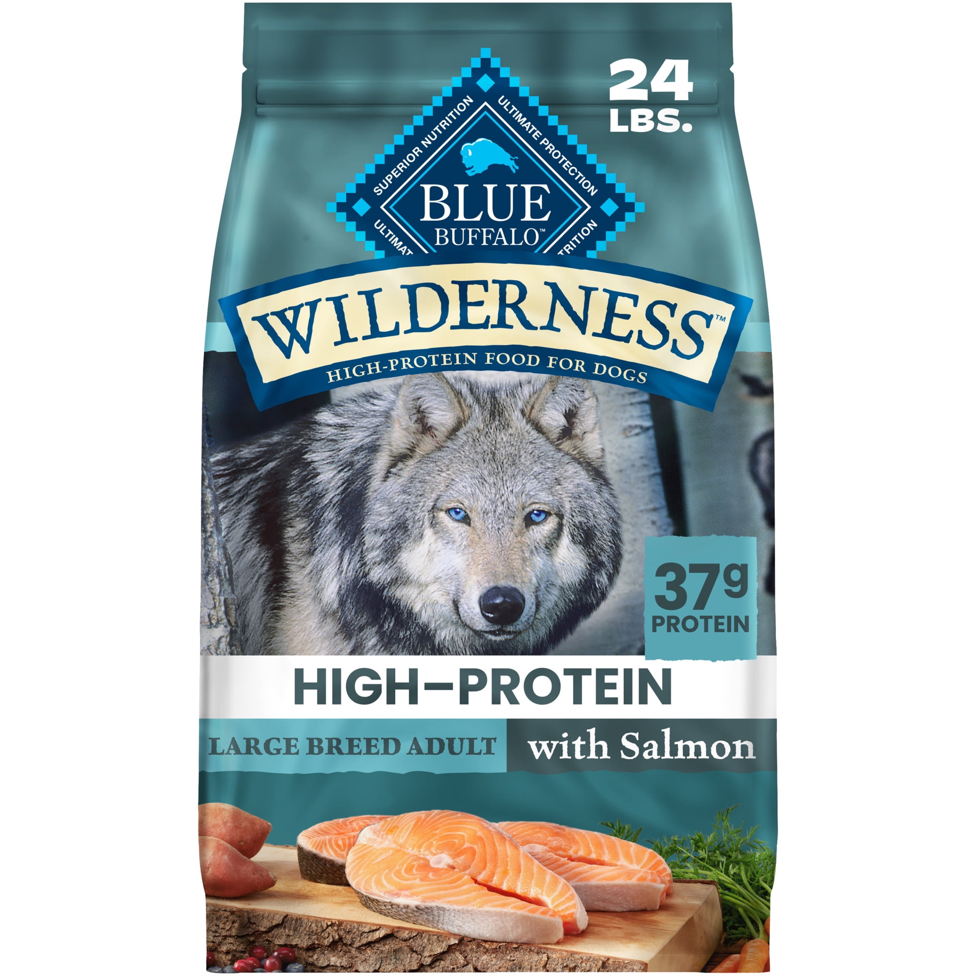 Blue Buffalo Wilderness High-Protein, Salmon Large Adult Dry Dog Food, 24lb Bag