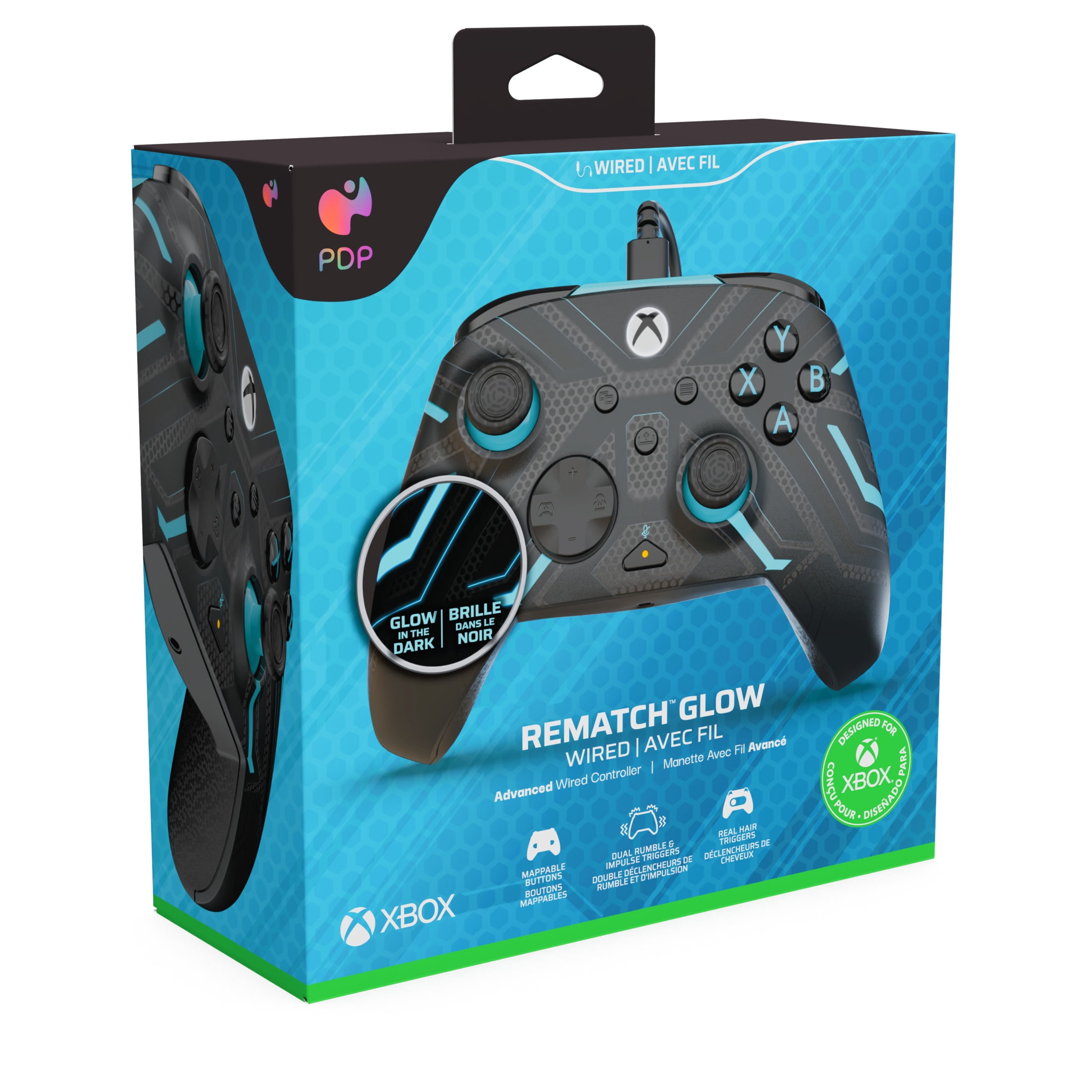 PDP Rematch Glow Advanced Wired Controller for Xbox & Windows 10/11, Titan Steel