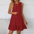 thumbnail image 4 of FengLS Womens Sundress Fashion Ruffle Hem Sleeveless Tank Mini Dress Summer Beach Comfy Round-Neck Knee-Length Dress, 4 of 7