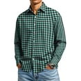thumbnail image 3 of Mfakffe Mens Dress Shirts Long Sleeve Button Down Plaid Shirts Business Casual Tops with Pocket, 3 of 5