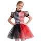 thumbnail image 5 of Disfraz de payaso Joker de Halloween para niña, vestido de Cosplay con tutú y manga abombada, estampado de cuadros, vestido de tul de Ballet con lentejuelas brillantes, 5 of 5