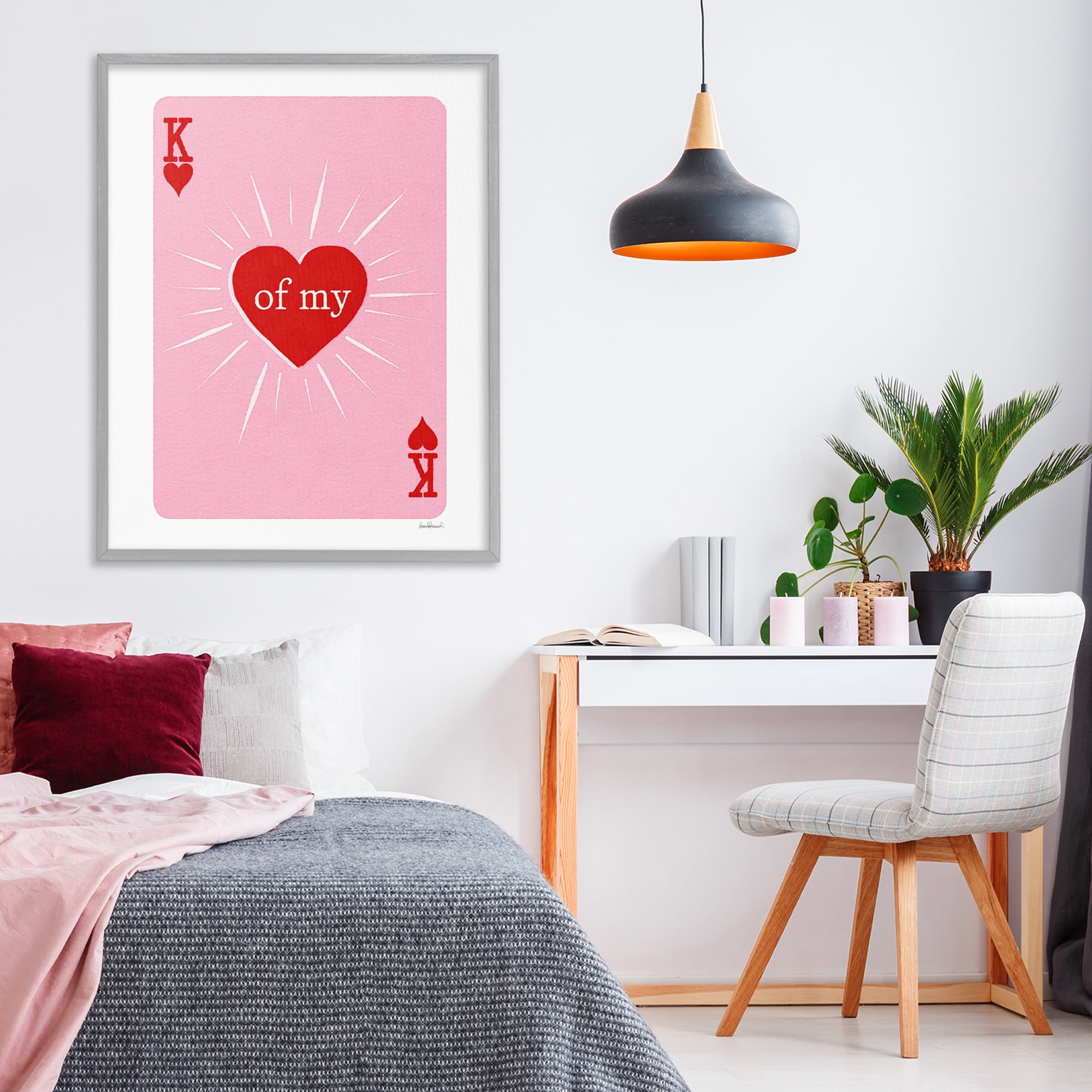 King Of My Heart Gray Framed Giclee Art, design by Amanda Greenwood