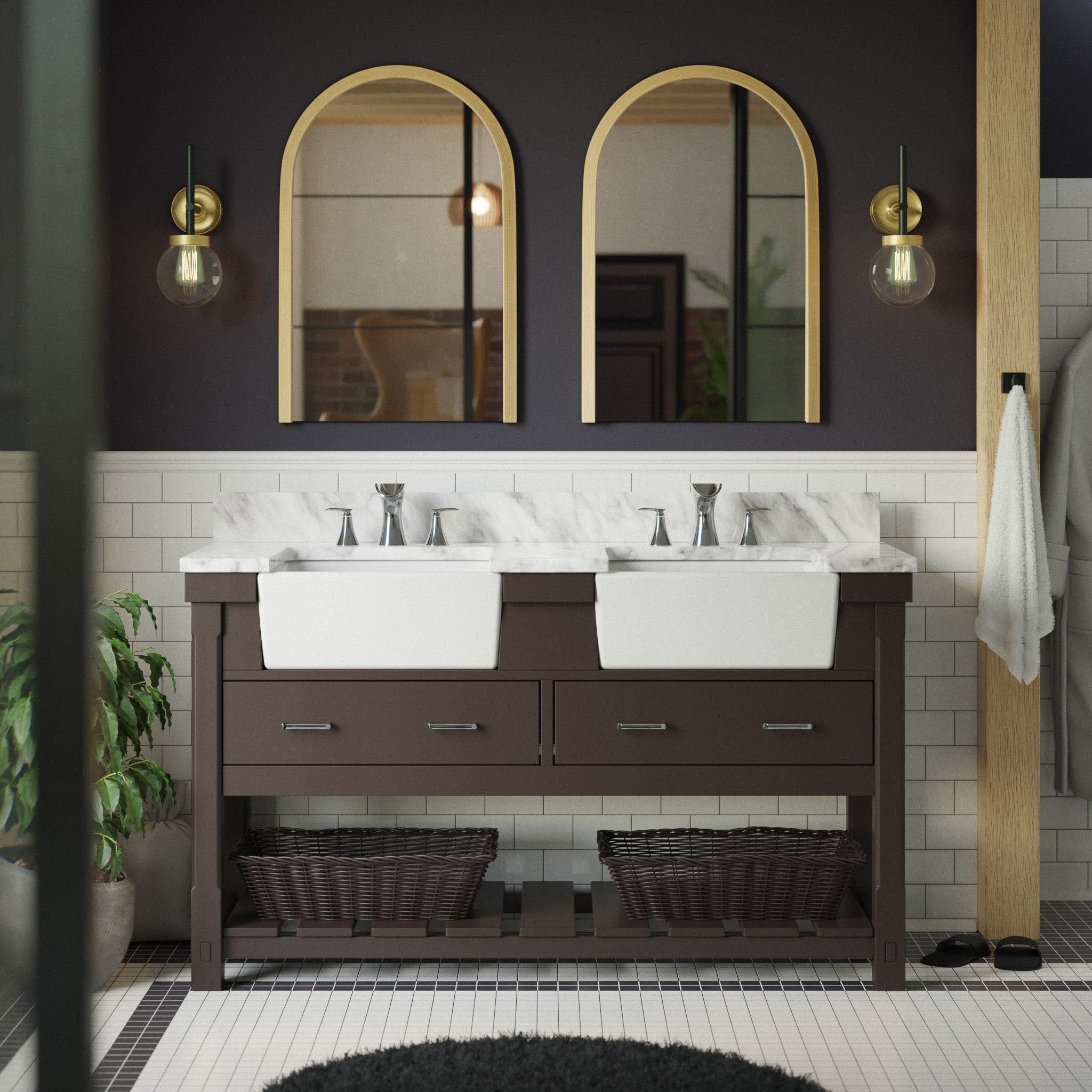 White Cabinet with Soft Close Drawers Charlotte 36-inch Bathroom Vanity : Includes a White Quartz Countertop Quartz/White and White Ceramic Farmhouse Apron Sink