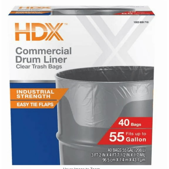 55 Gal. Clear Heavy-Duty Flap Tie Drum Liner Trash Bags (40-Count)