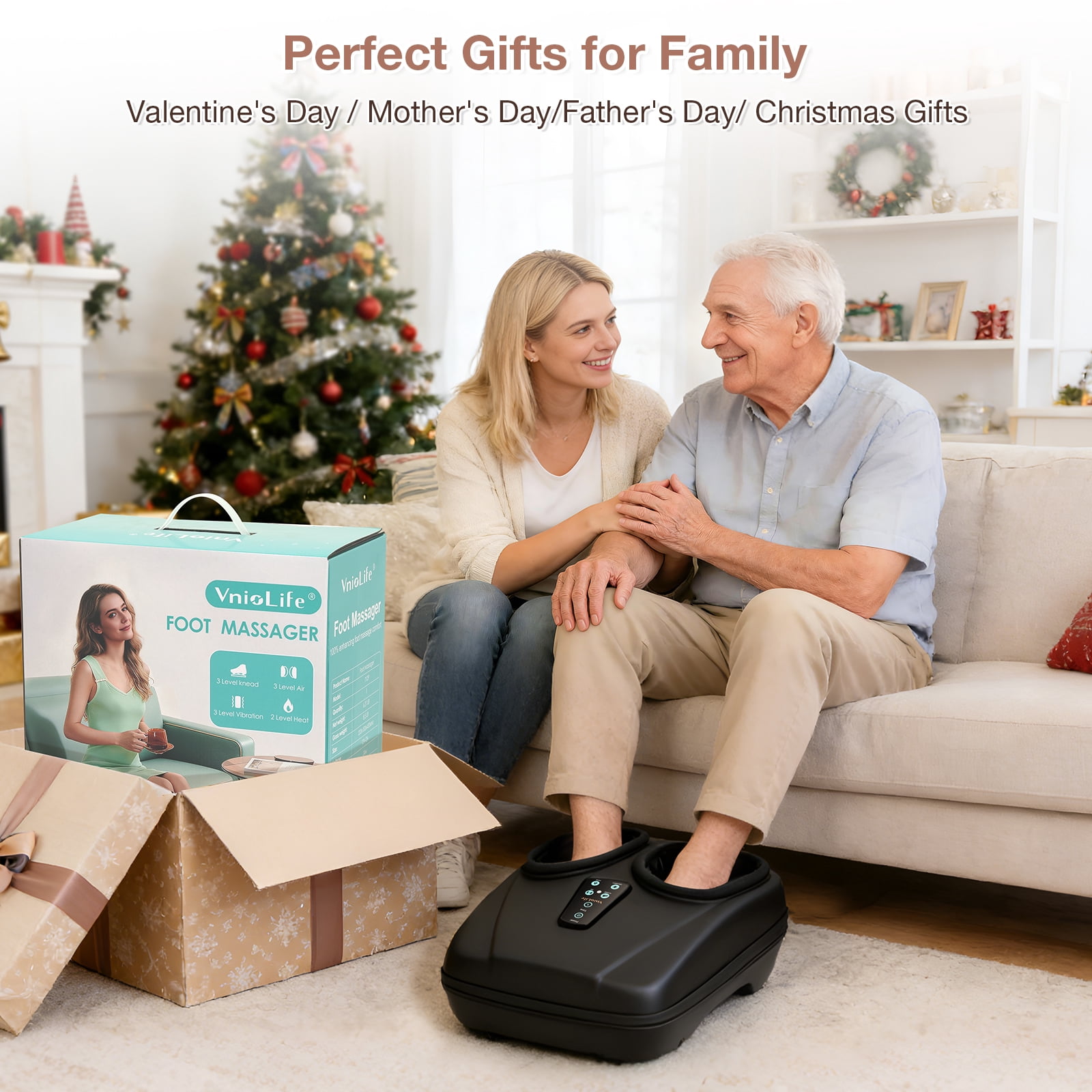 Shiatsu Foot Massager with Heat, Electric Foot Massager Machine for Plantar Fasciitis Neuropathy with Remote Control, Adjustable Vibration and Compression (Black)