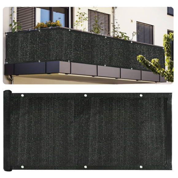 3x16' Balcony Privacy Screen Shield 90% Fence Railing Cover Mesh Shade Cover for Outdoor Backyard Porch, Black
